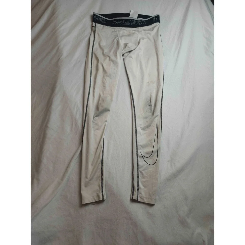 Nike Pro Tights Mens Medium White Compression‎ Training Basketball Gym Running